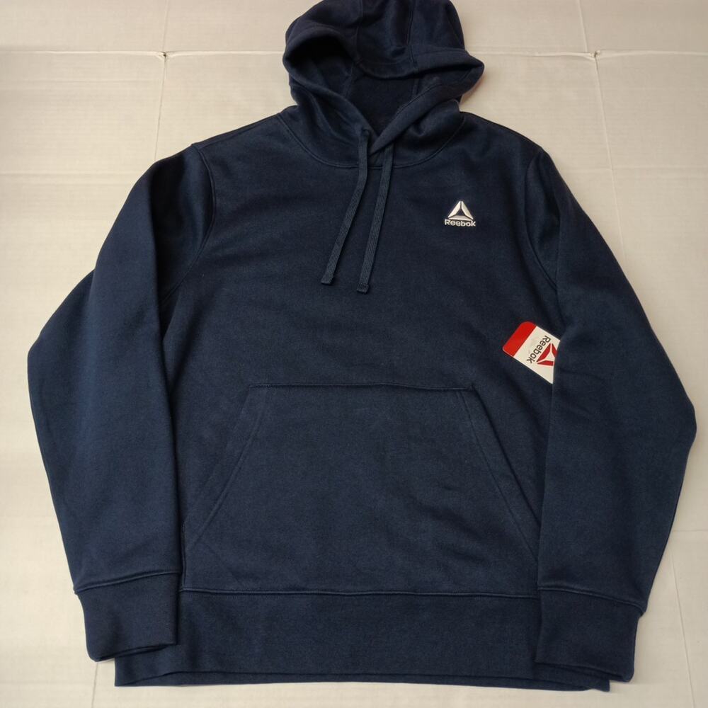 Reebok Delta Logo Hoodie Men's Size M Blue Kangaroo Pocket